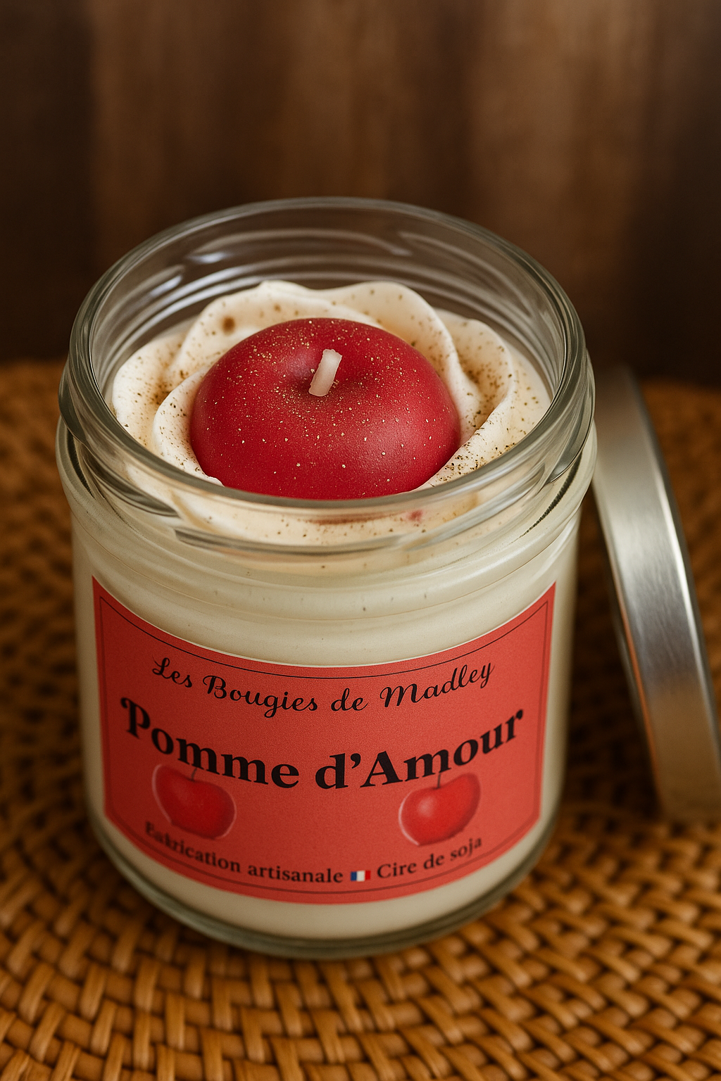 Bougie gourmande pomme d'amour