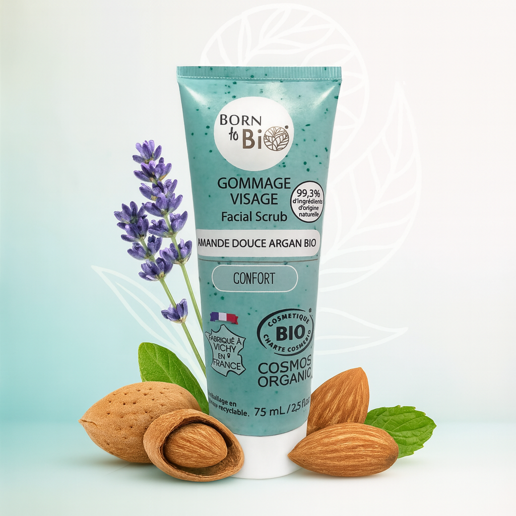 Gommage visage Peaux normales à sèches Amande douce Argan - Certifié Bio