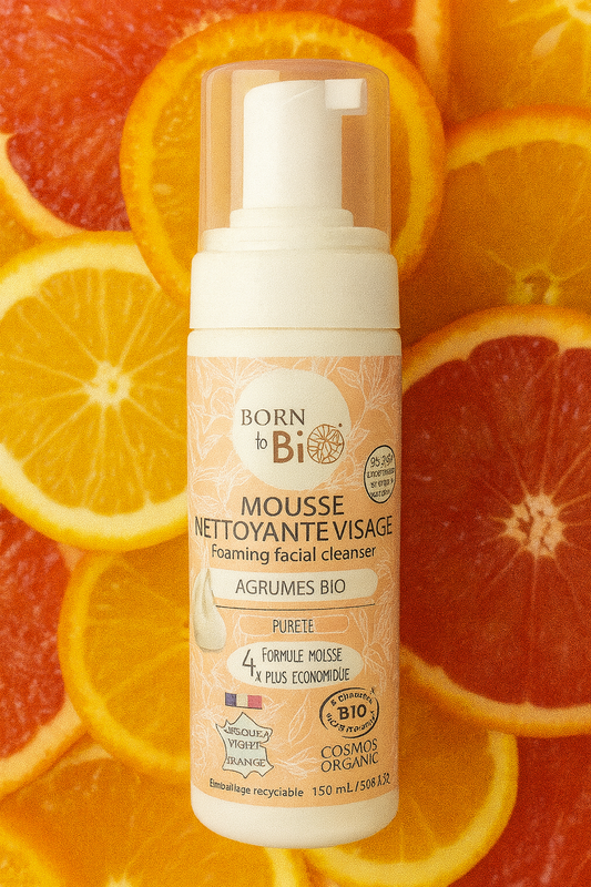 Mousse nettoyante visage Peaux mixtes à grasses Agrumes - Certifiée Bio