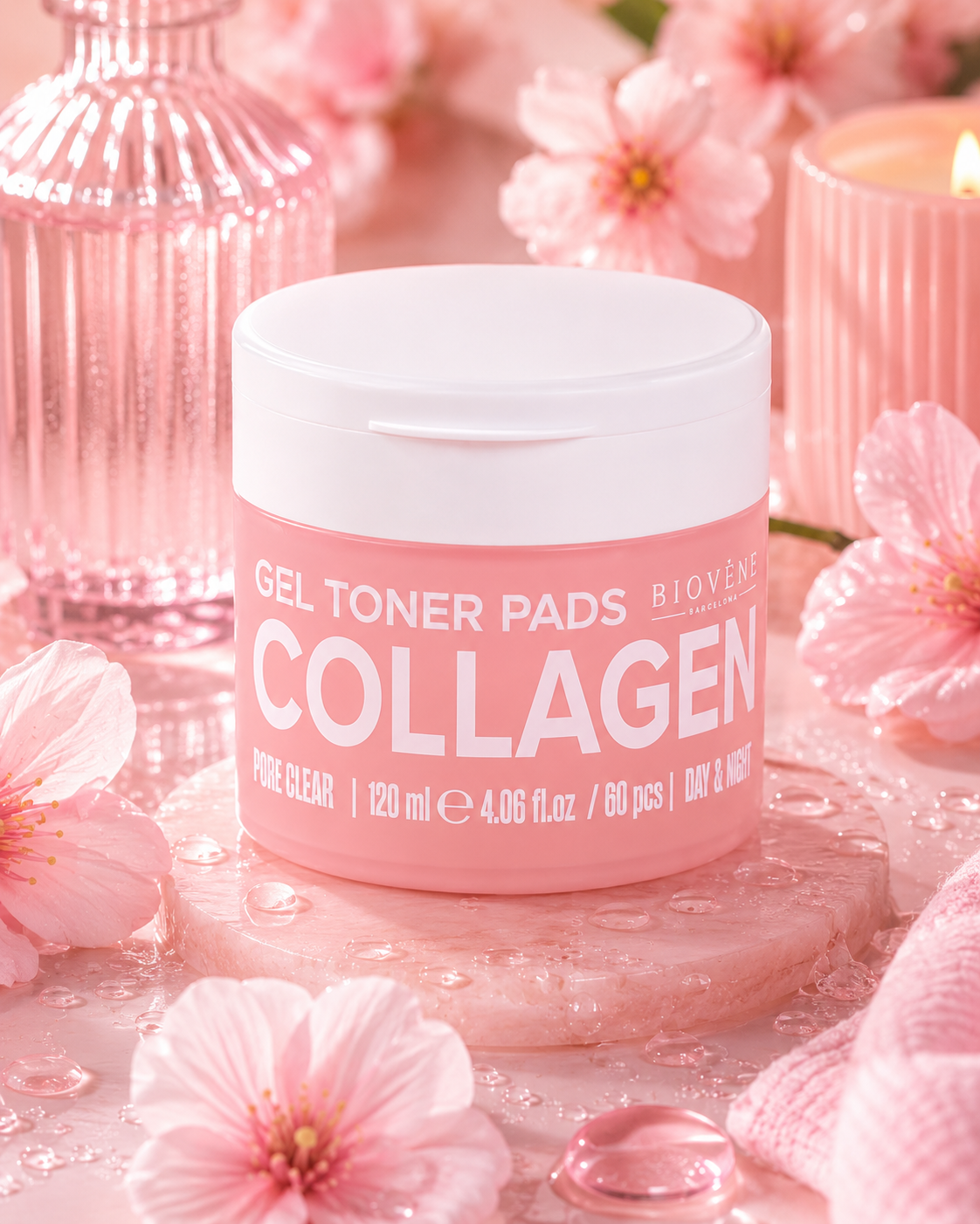 60 Toner Pads Visage au Collagène Tonifiant & Hydratant - Biovene