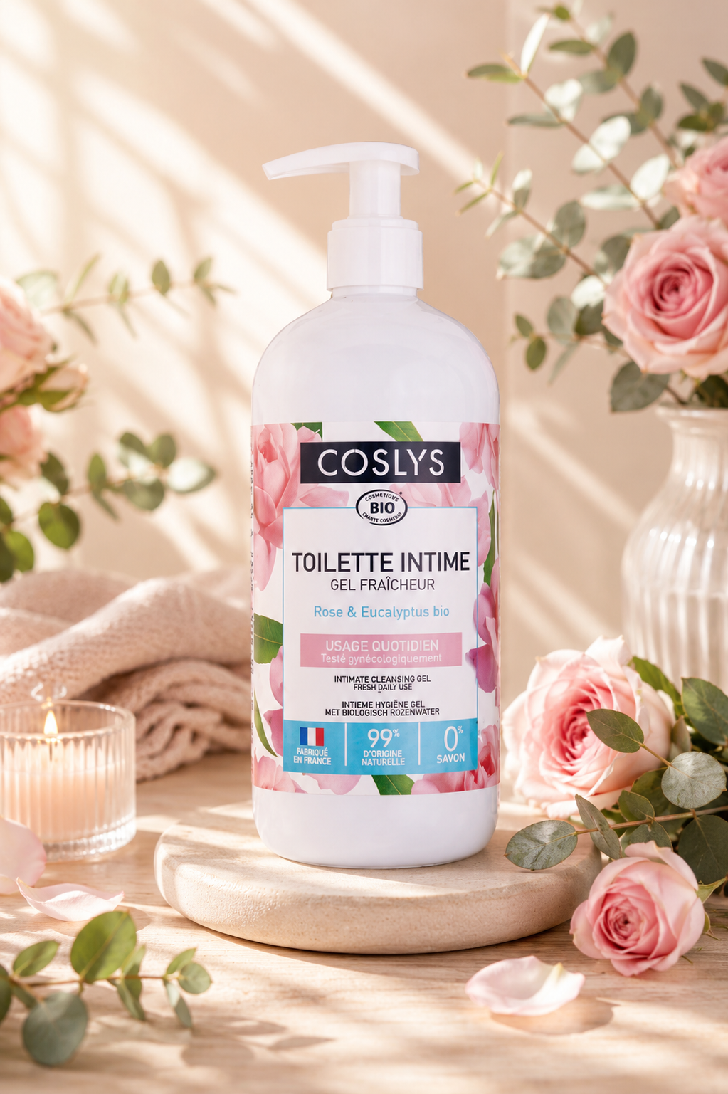 Gel Fraîcheur Toilette Intime Rose & Eucalyptus Bio – Coslys