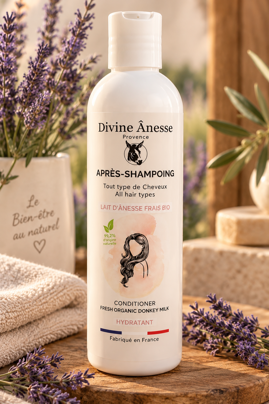Après-Shampoing au lait d'ânesse frais et biologique - 250ml
