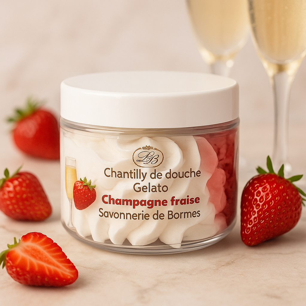 Chantilly de douche Champagne et fraise