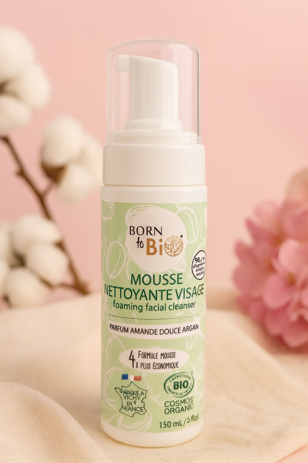 Mousse nettoyante visage Peaux normales à sèches Amande douce Argan