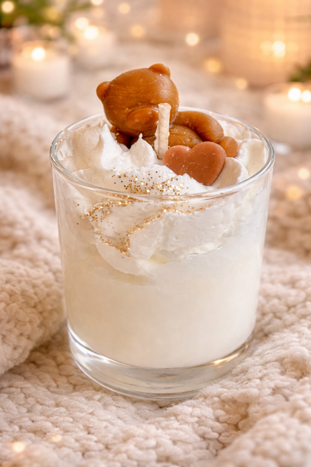 Bougie mini verre ourson allongé