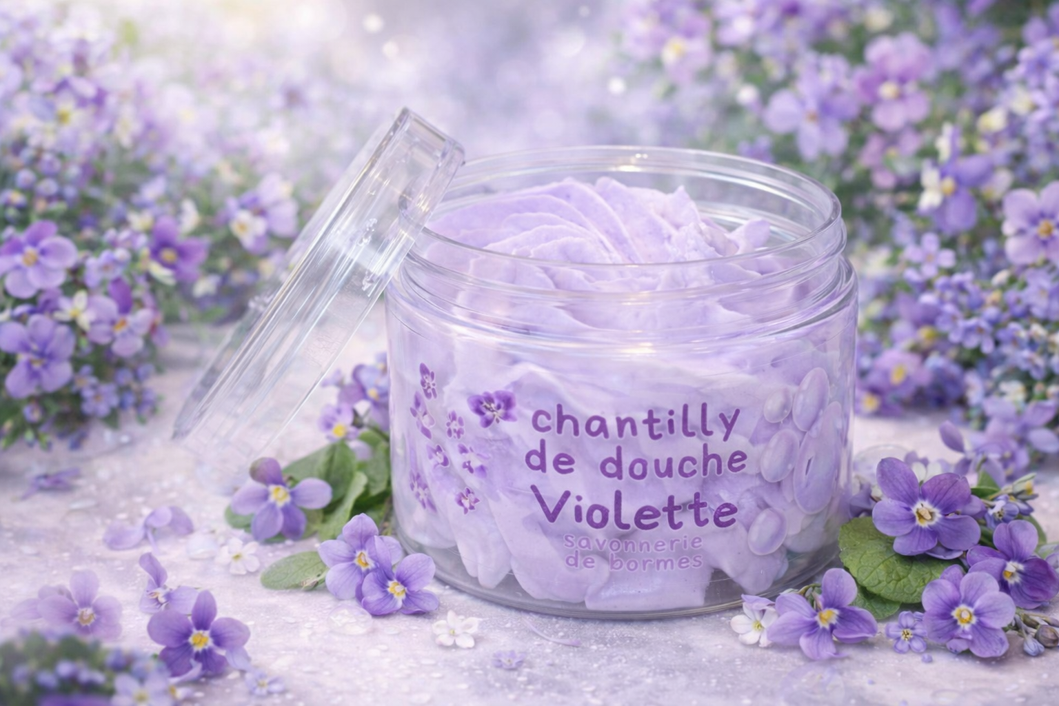Chantilly de douche violette