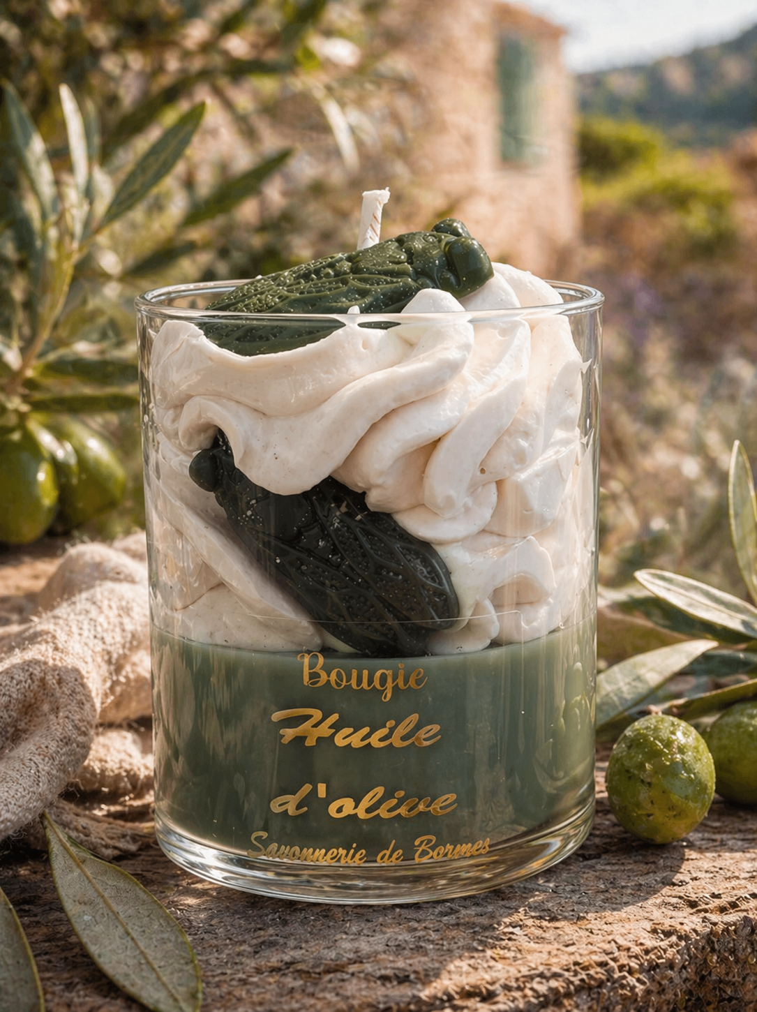Bougie pâtissière cigale olive