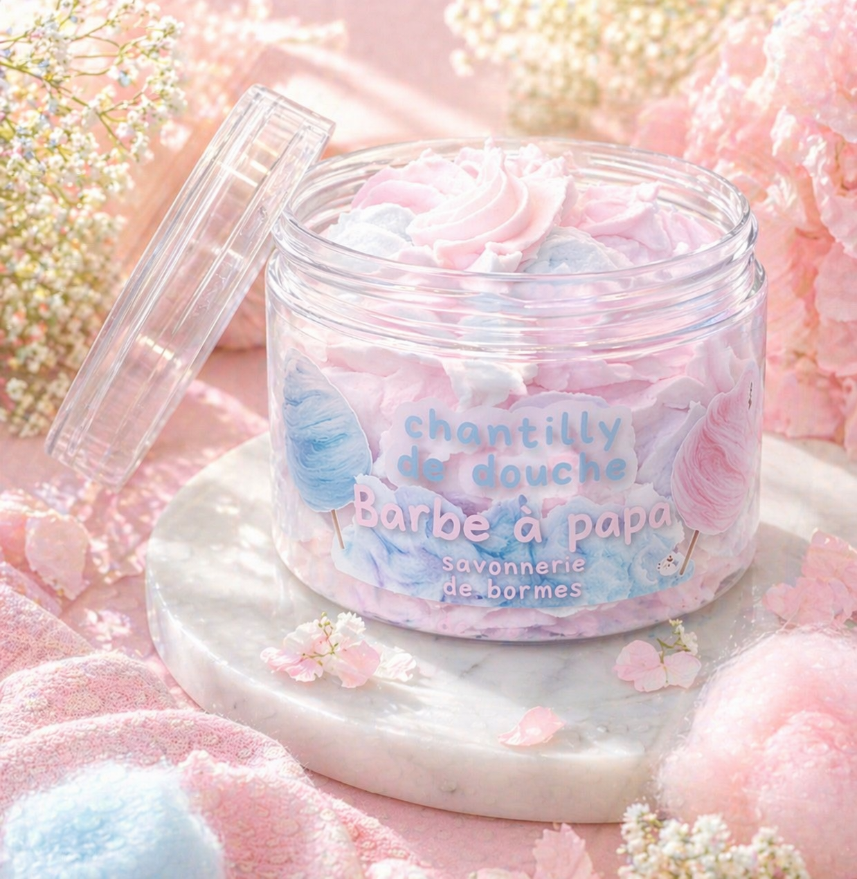 Chantilly de douche Barbe à papa