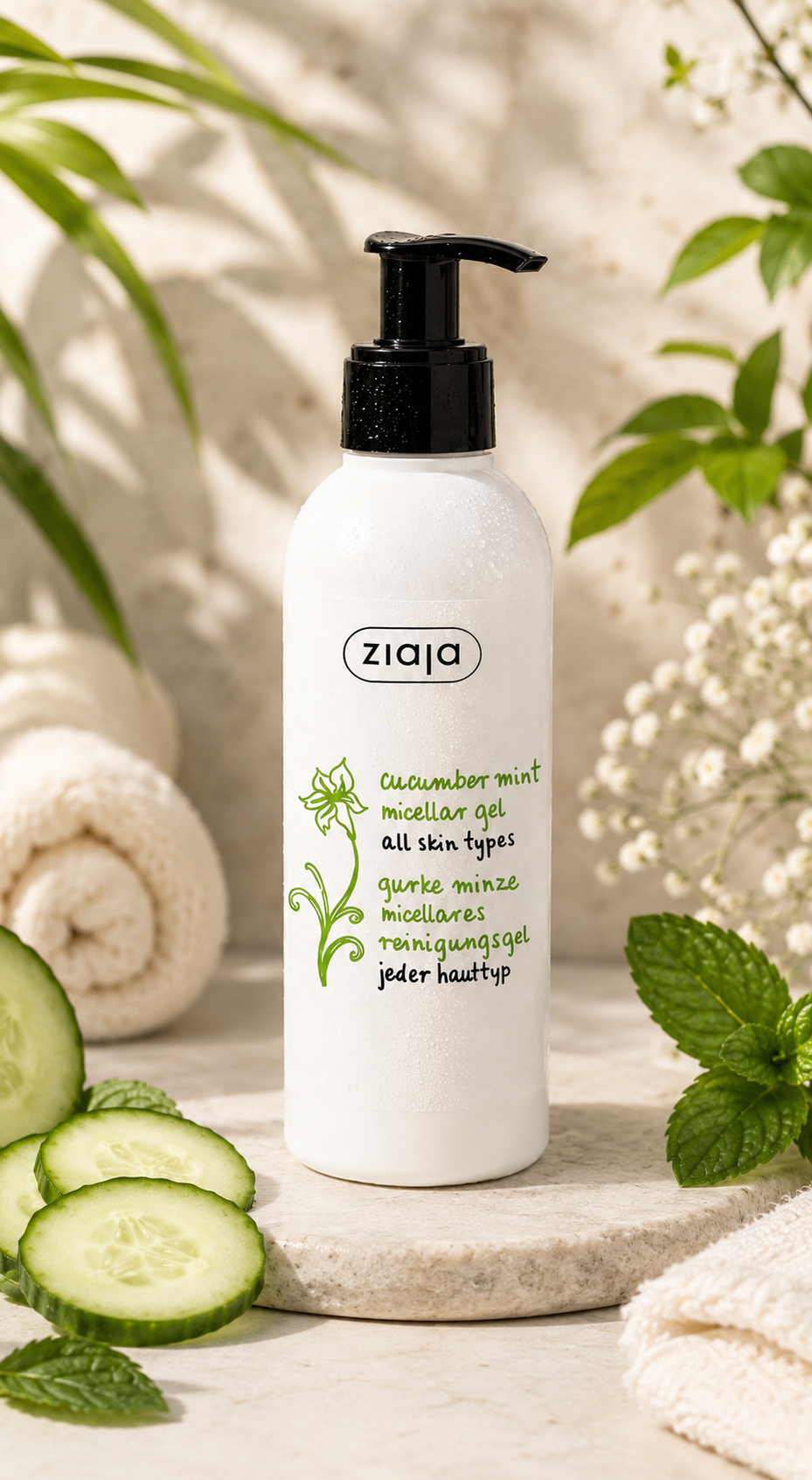 Gelée Micellaire Purifiante Concombre & Menthe Ziaja – Tous Types de Peaux