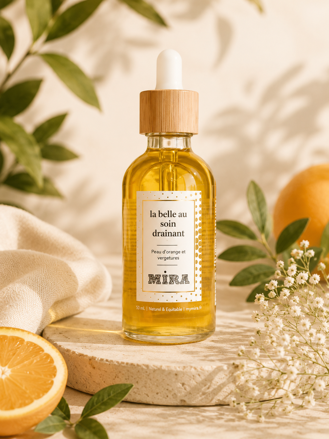 Soin anti-vergetures - La belle au soin drainant - lutte naturellement contre la peau d'orange et les vergetures