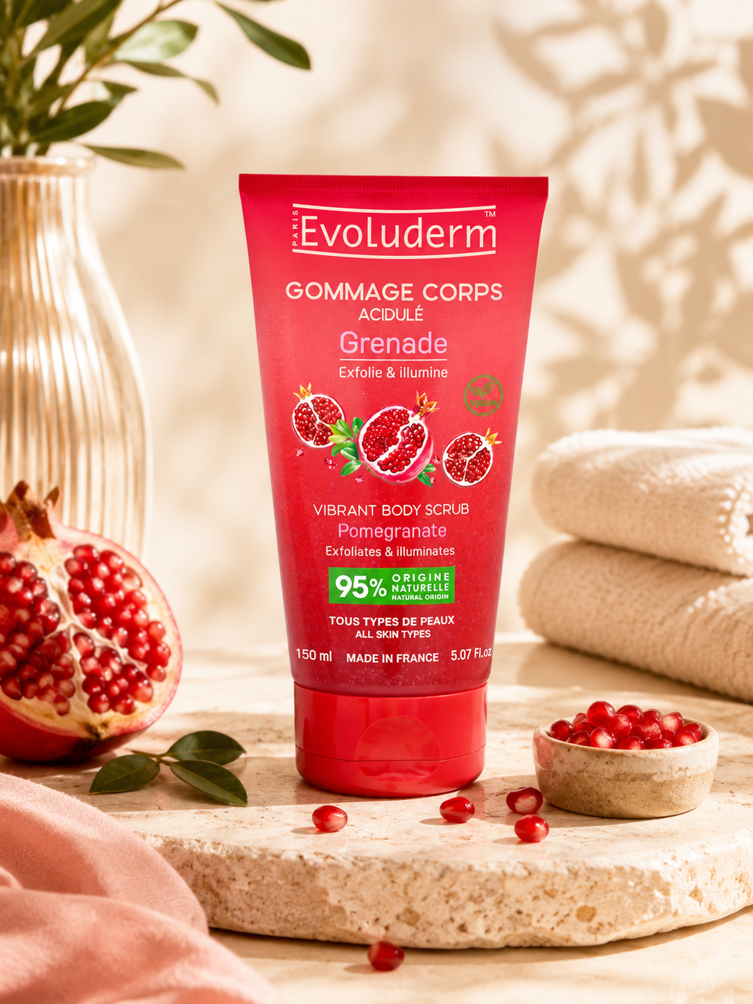 Gommage Corps Acidulé Grenade - 150ml - 95% d'Ingrédients d'Origine Naturelle